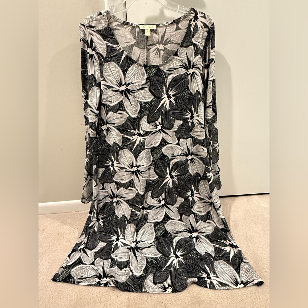 Floral Black and White Dress